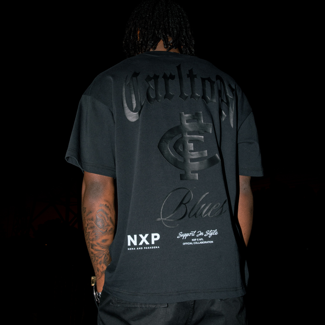 Carlton Blues AFL Blacked Out Raptor Tee Anthracite Black