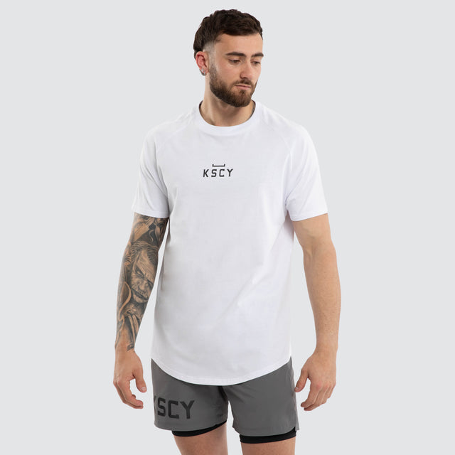 Vital Raglan Dual Curved Tee Optical White