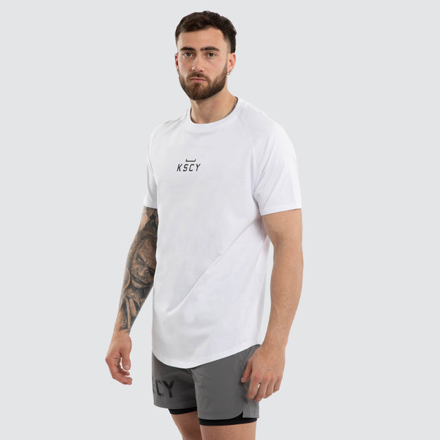 Vital Raglan Dual Curved Tee Optical White