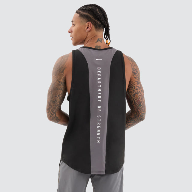 Bolster Curved Hem Active Tank Black/Asphalt