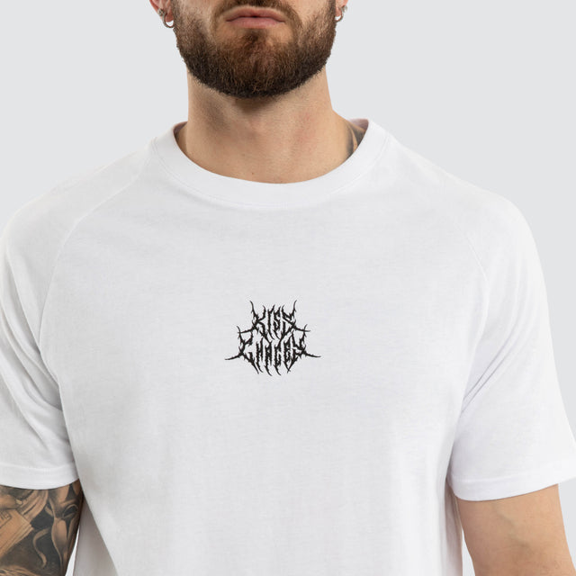 Hostile Raglan Dual Curved Tee White