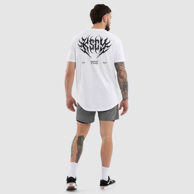 Hostile Raglan Dual Curved Tee White