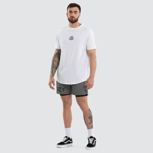 Hostile Raglan Dual Curved Tee White