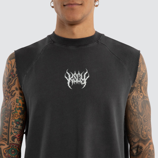 Dark Stamp Raglan Muscle Pigment Black