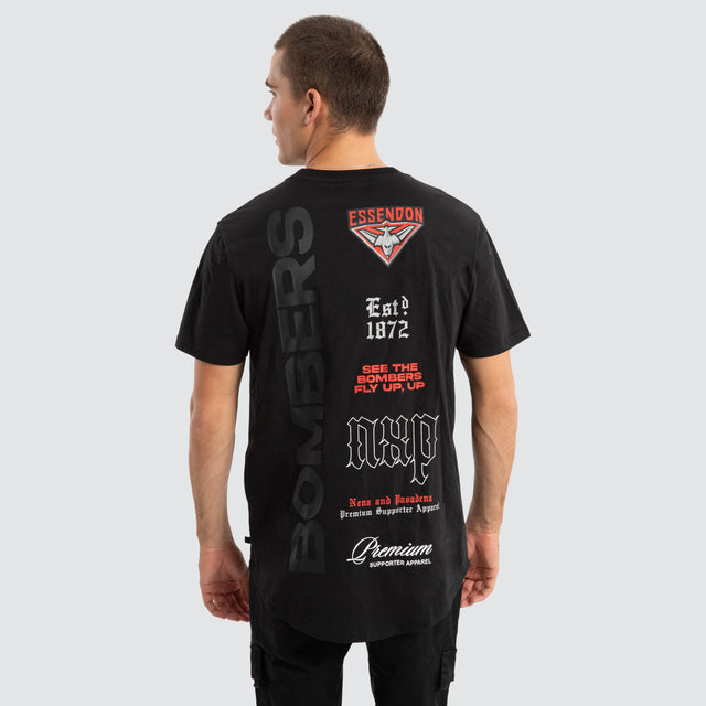 Essendon Bombers AFL Vert Tee Jet Black