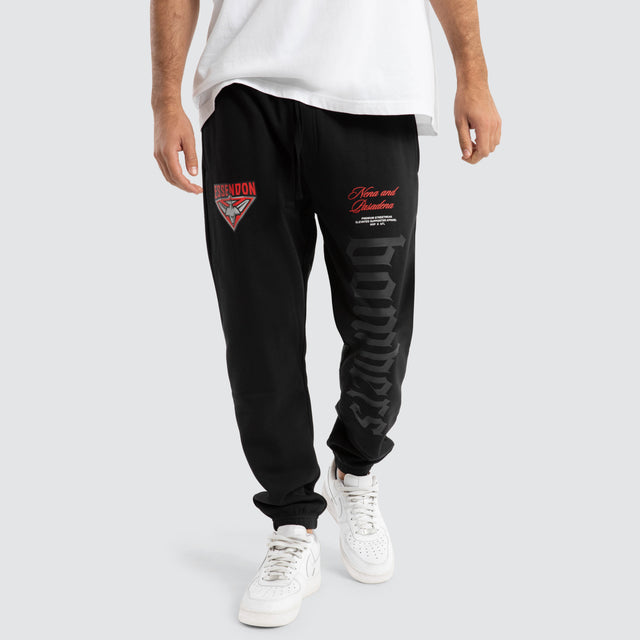 Essendon Bombers AFL Cali Trackpants Jet Black