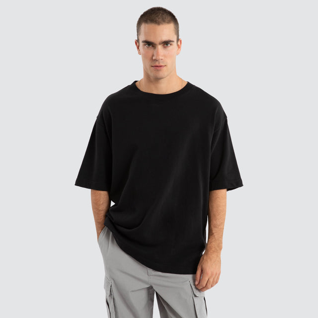 Estevan Oversized Loopback Tee Jet Black