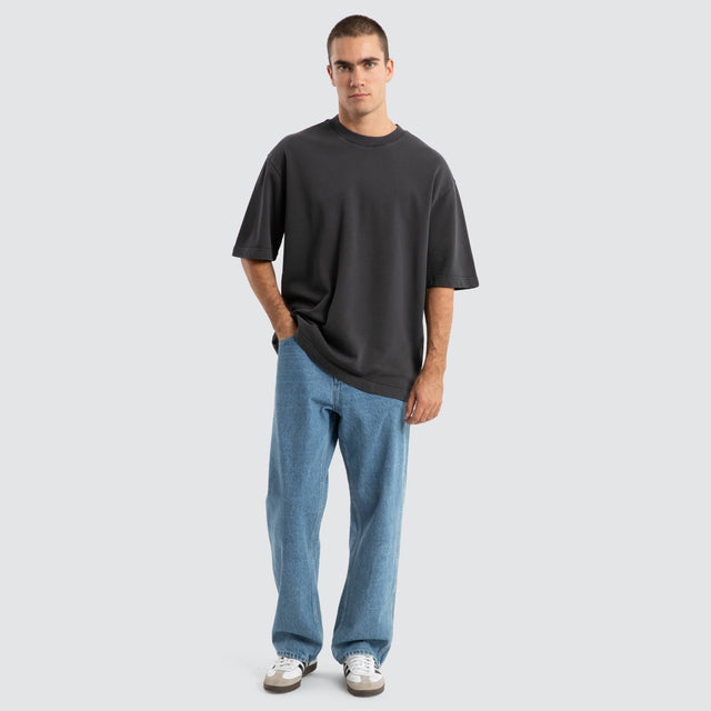 Estevan Oversized Loopback Tee Pigment Asphalt