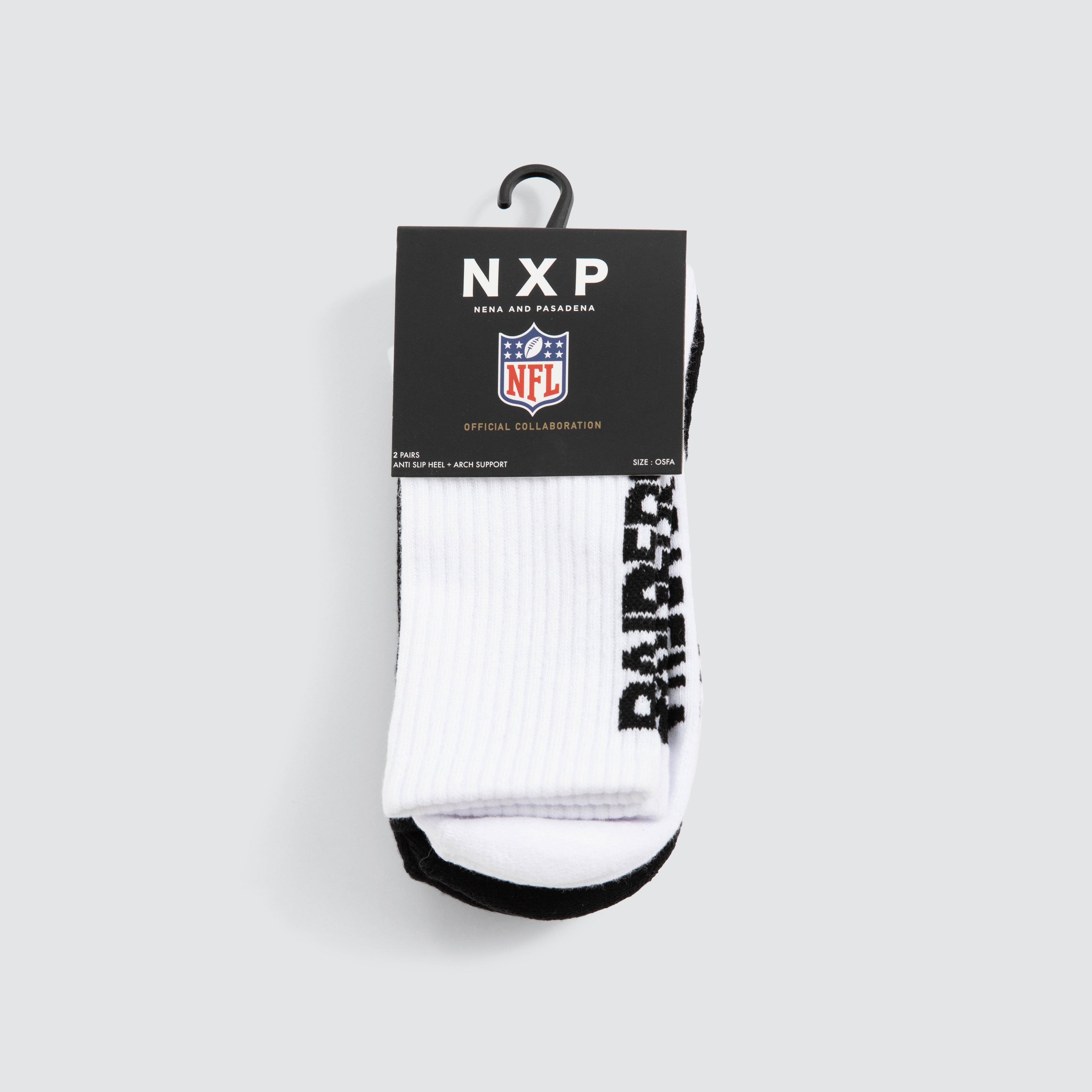 NIKE　NFL　McFFADDEN　44　Raiders　白黒　大きめ NXP X NFL Las Vegas Raiders NFL 2 Pack Socks in Black/White