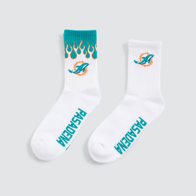 Miami Dolphins NFL 2 Pack Socks White/Aqua