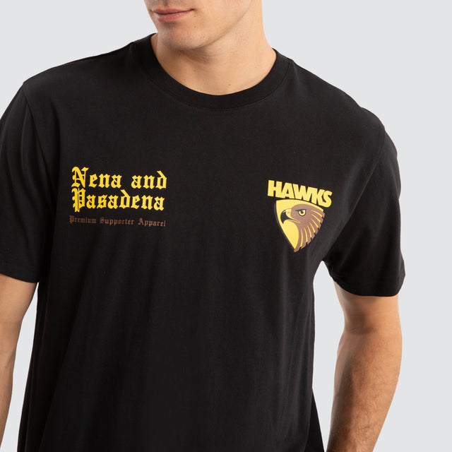 Hawthorn Hawks AFL Vert Tee Jet Black