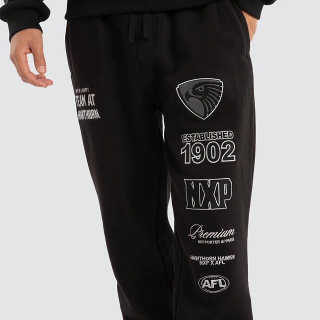 Hawthorn Hawks AFL Mono Trackpants Jet Black