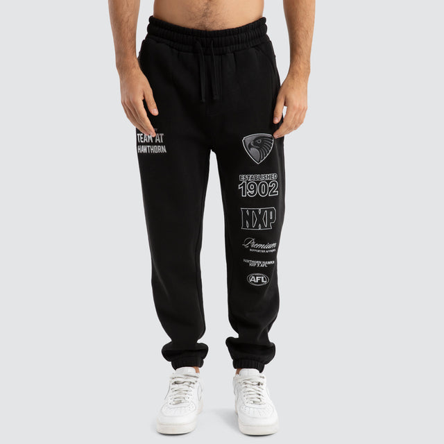 Hawthorn Hawks AFL Mono Trackpants Jet Black