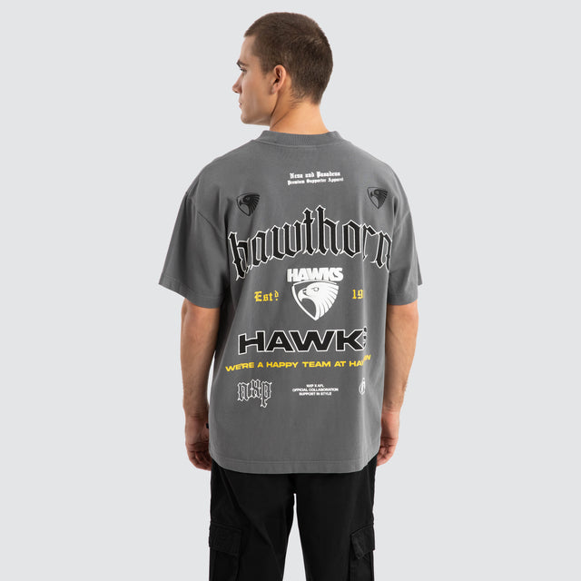 Hawthorn Hawks AFL Stack Tee Pigment Charcoal