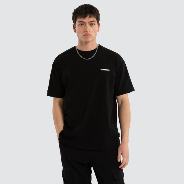 Refrain Box Fit Tee Black