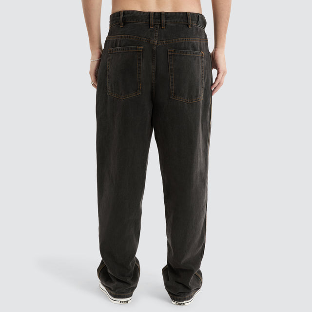 K6 Baggy Wide Leg Jean Washed Black