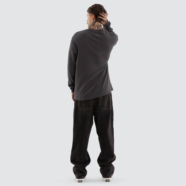 Long Sleeve Mini Waffle Tee Asphalt