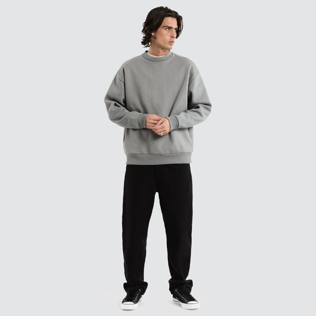 model wears Medora Relaxed Sweater Pigment Ultimate Grey Jumpers Grey - image 6