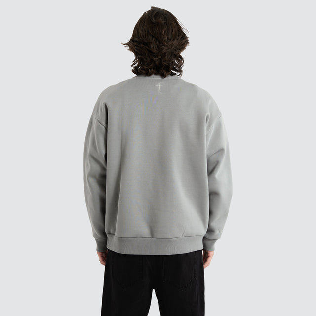 model wears Medora Relaxed Sweater Pigment Ultimate Grey Jumpers Grey - image 4