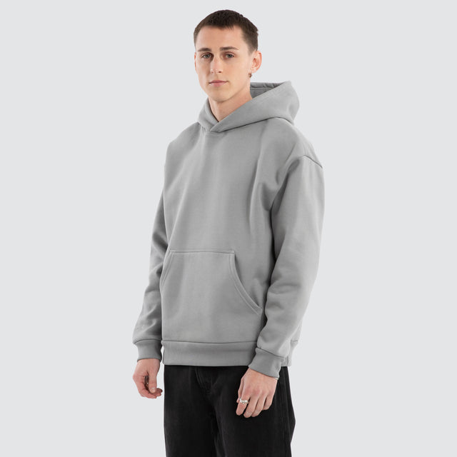 model wears Weyburn Relaxed Hoodie Pigment Ultimate Grey Hoodies Grey - image 4