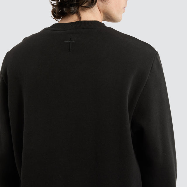 Miles Dual Curved Sweater Jet Black