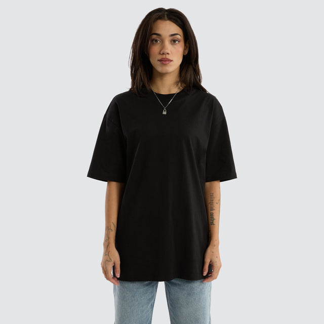 model wears Brooks Heavy Box Fit Tee Jet Black T-Shirts Black - image 5