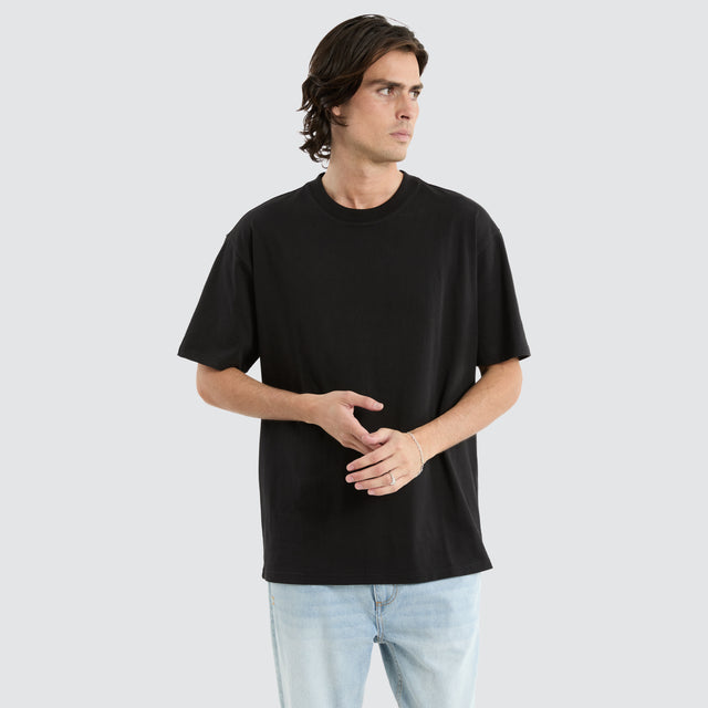 Brooks Heavy Box Fit Tee Jet Black