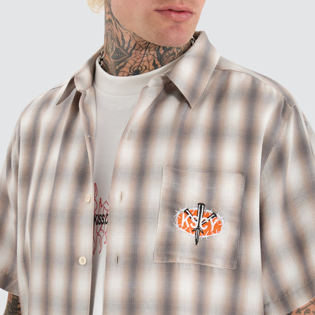 Titan Skate Shirt Iron White Check