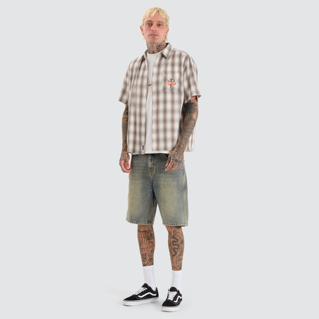 Titan Skate Shirt Iron White Check