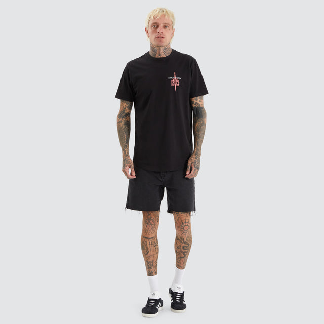 Untie Dual Curved Tee Jet Black