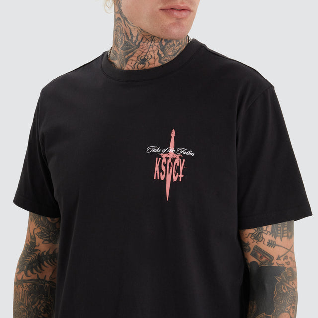 Untie Dual Curved Tee Jet Black