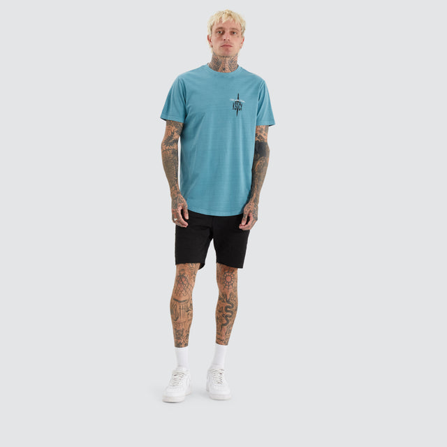 Untie Dual Curved Tee Pigment Brittany Blue