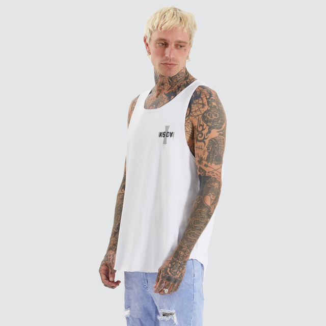 Advisor Raw V-Neck Tank Optical White