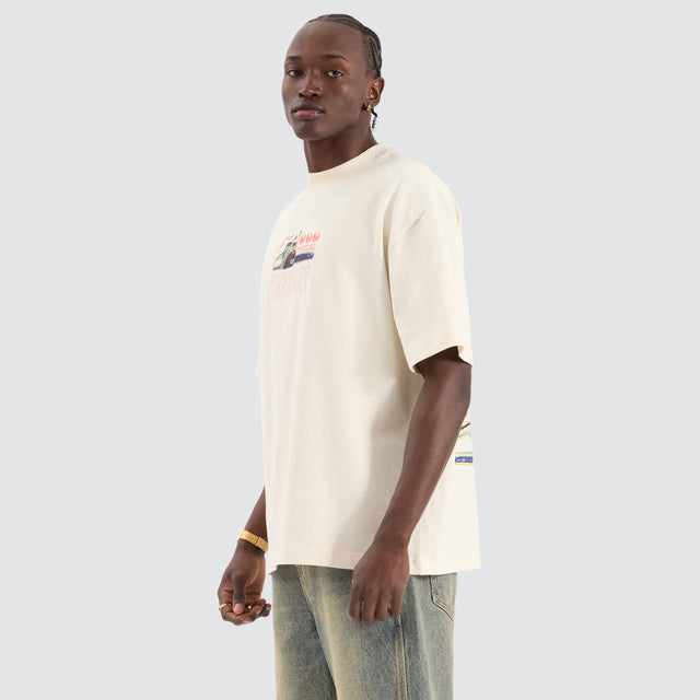 model wears Blood Street Tee Tofu T-Shirts Cream - image 5