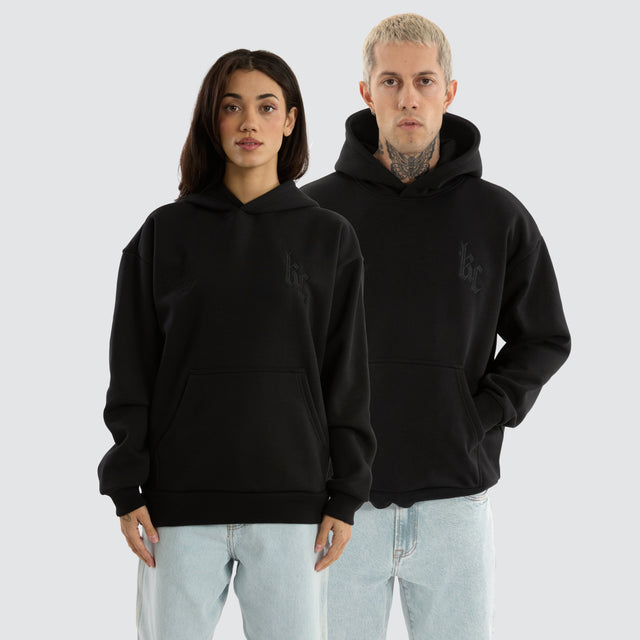 Chained Relaxed Hoodie Jet Black