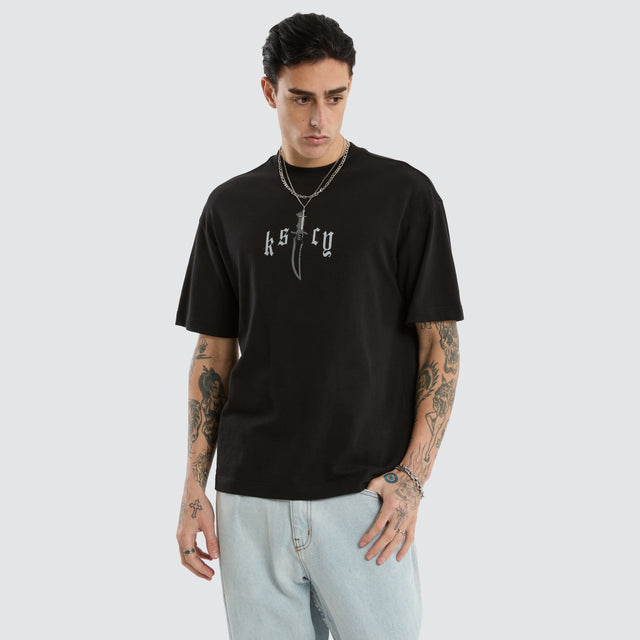 model wears Rambo Street Tee Jet Black T-Shirts Black - image 3
