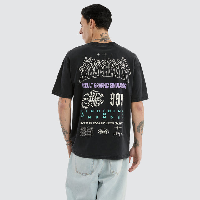 Poster Box Fit Tee Mineral Anthracite Black