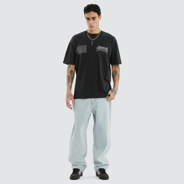 Poster Box Fit Tee Mineral Anthracite Black