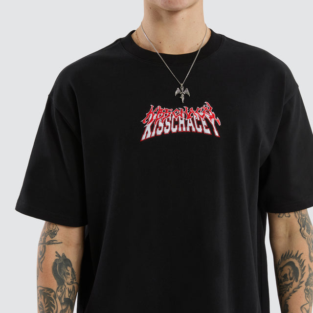 model wears Double Box Fit Tee Jet Black T-Shirts Black - image 3