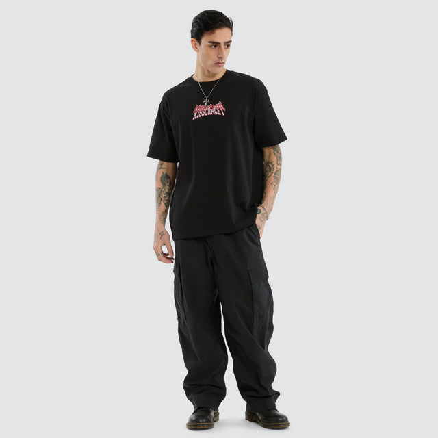 model wears Double Box Fit Tee Jet Black T-Shirts Black - image 4
