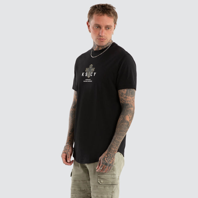 Tomb Dual Curved Tee Jet Black
