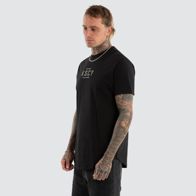 model wears Division Dual Curved Tee Jet Black T-Shirts Black - image 5