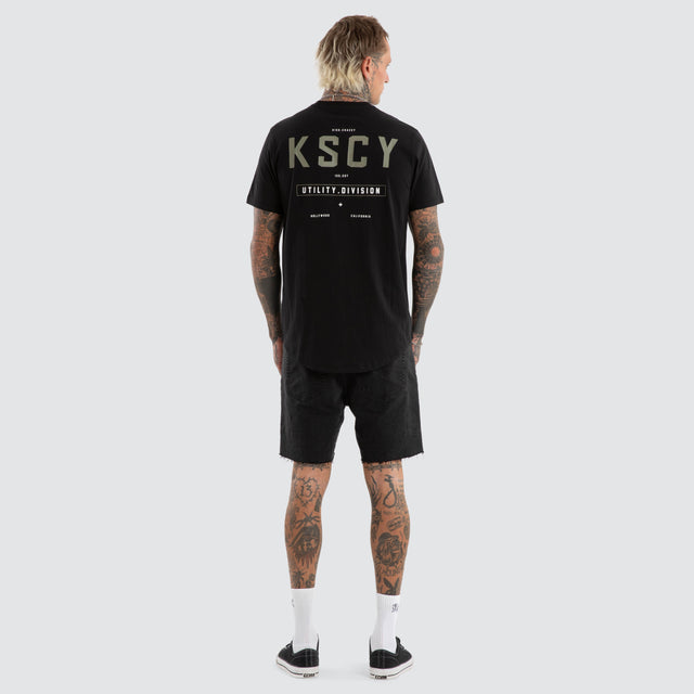 model wears Division Dual Curved Tee Jet Black T-Shirts Black - image 4