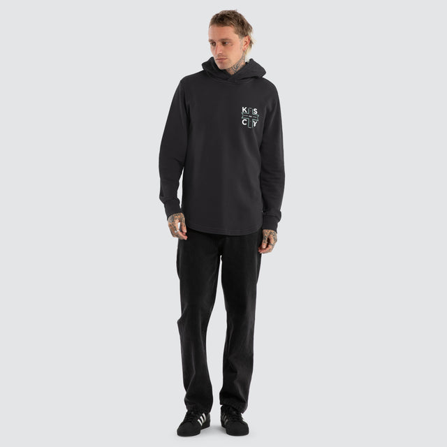 Zappa Dual Curved Hoodie Jet Black