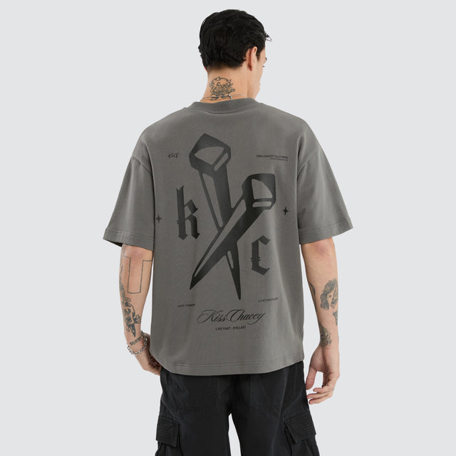 Nailed Loopback Street Tee Charcoal
