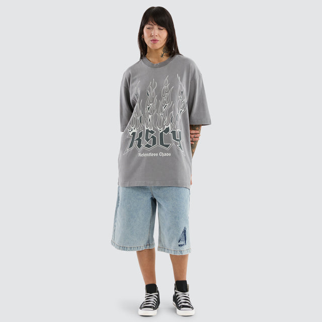 Relentless Oversized Tee Mineral Smoke