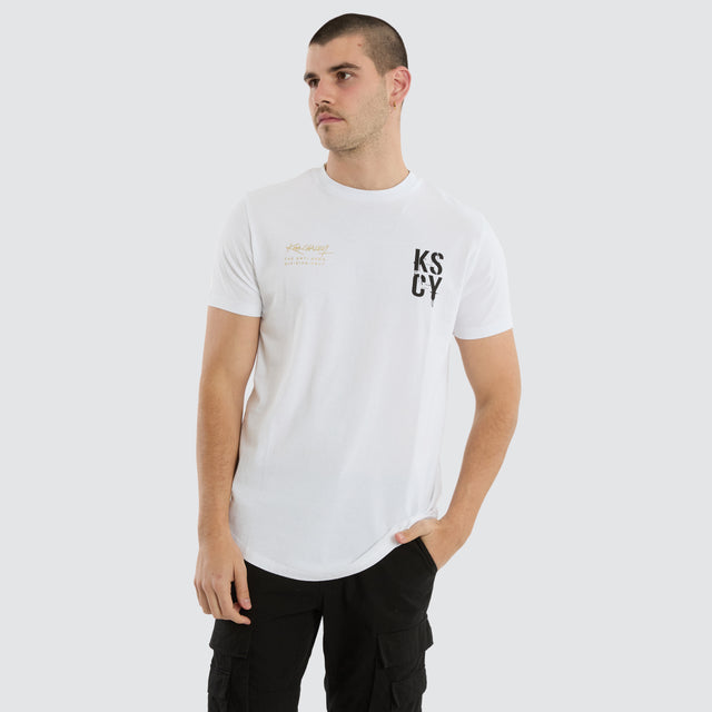 Alpha Dual Curved Tee Optical White