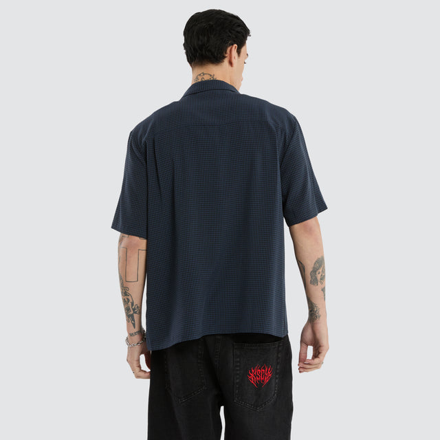 Longneck Shortsleeve Shirt Blue Check