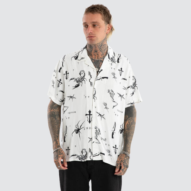 Scatter Resort Shortsleeve Shirt White Print