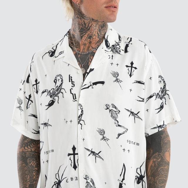 Scatter Resort Shortsleeve Shirt White Print